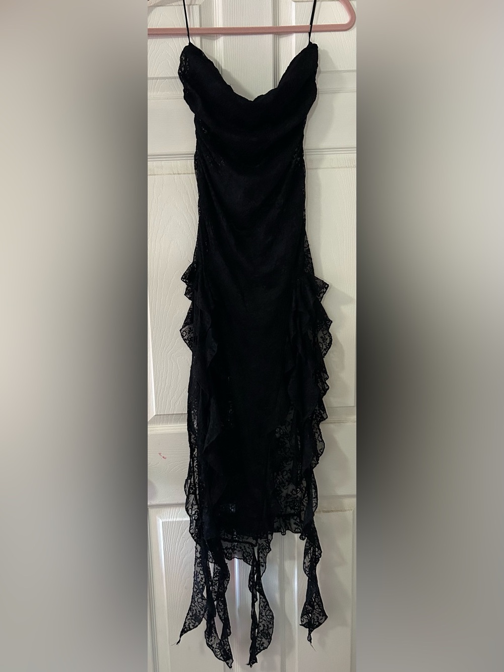 Asymmetrical Lace Ruffle LIONESS RENDEZVOUS DRESS ONYX